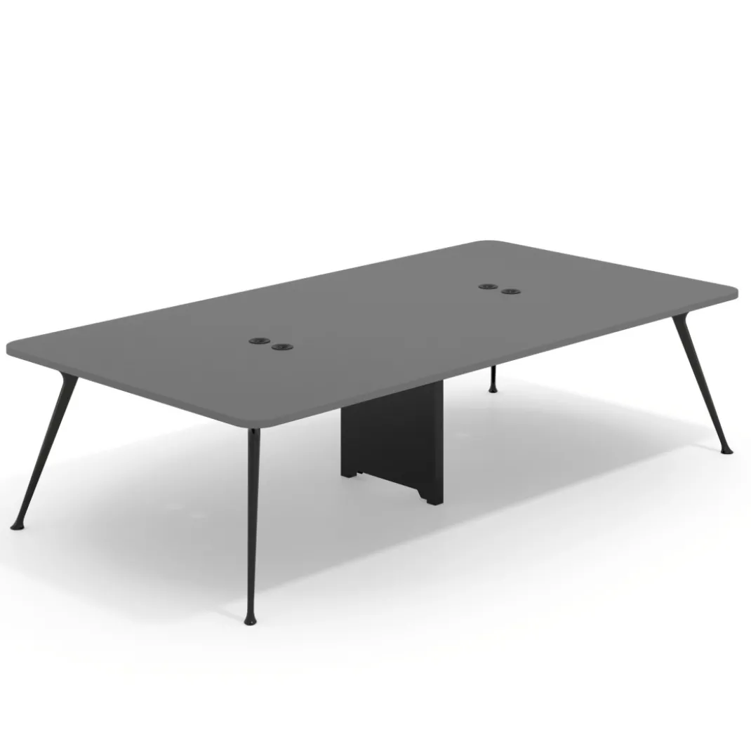 Mesa de reuniones Tekno gran formato, fondo 160, patas aluminio inyectado, estructura negra