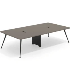 Mesa de reuniones Tekno gran formato, fondo 160, patas aluminio inyectado, estructura negra