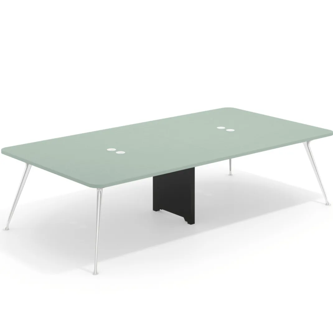 Mesa de reuniones Tekno gran formato, fondo 160, patas aluminio inyectado, estructura cromada