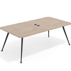 Mesa de reuniones Tekno gran formato, fondo 120, patas aluminio inyectado, estructura negra