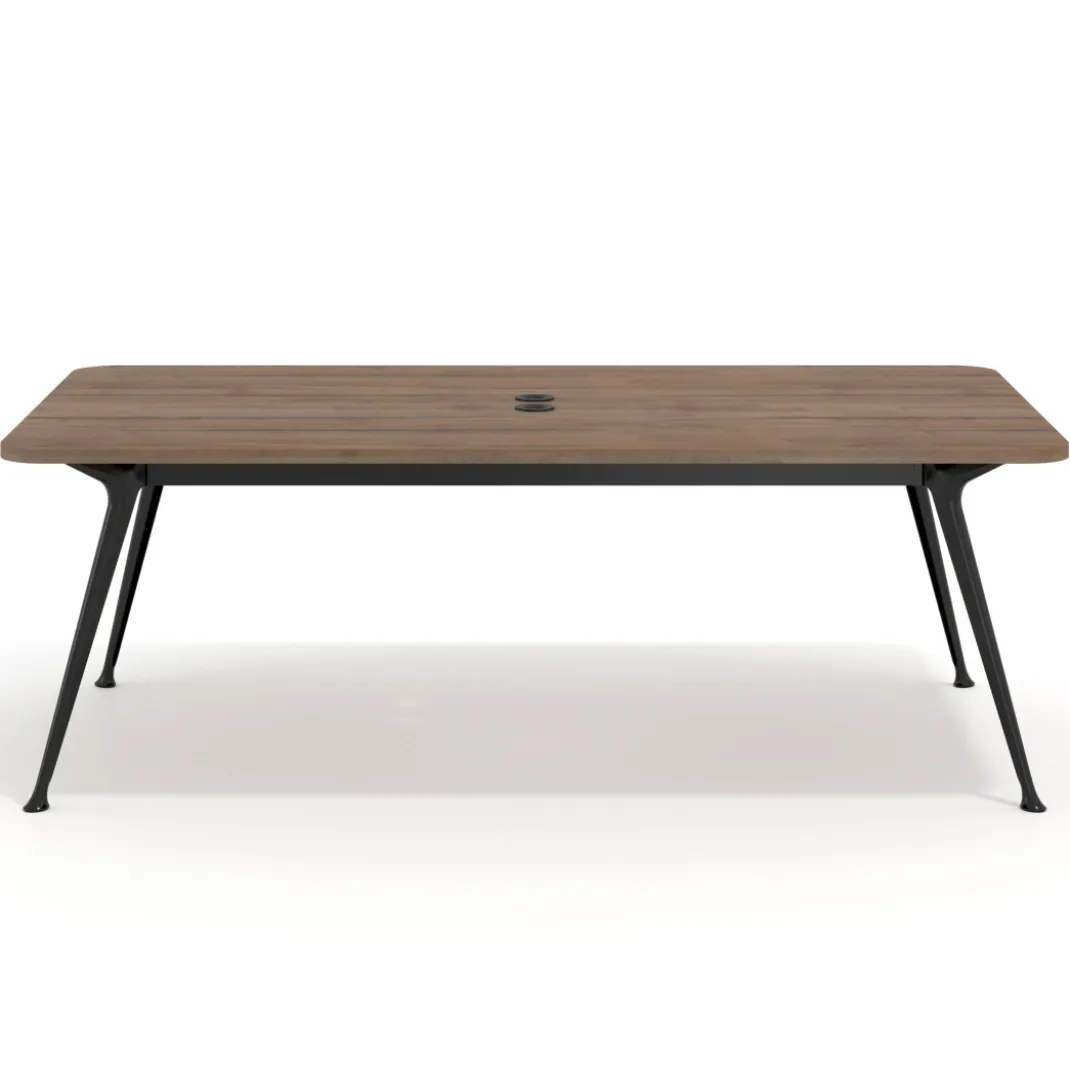 Mesa de reuniones Tekno gran formato, fondo 120, patas aluminio inyectado, estructura negra