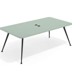 Mesa de reuniones Tekno gran formato, fondo 120, patas aluminio inyectado, estructura negra