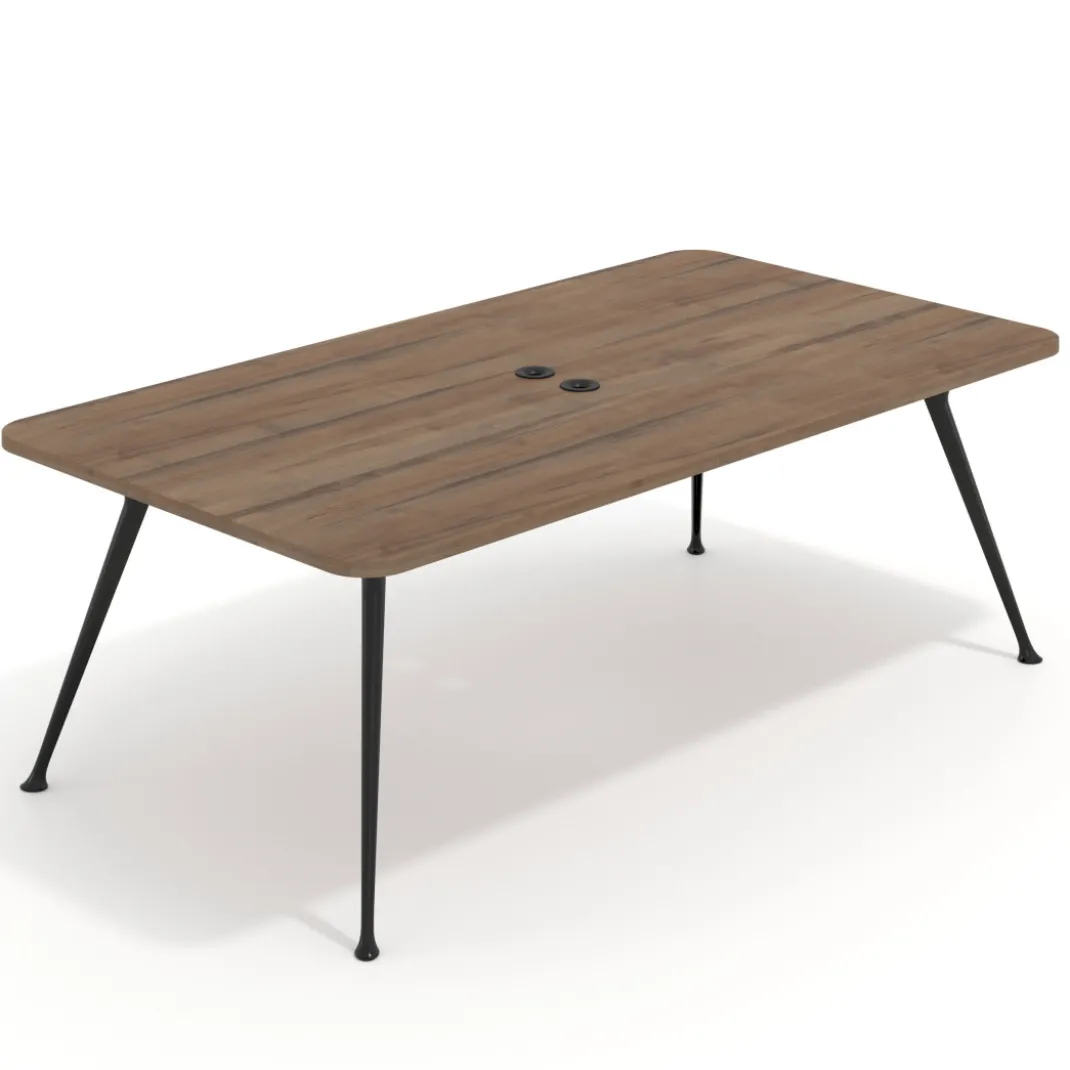 Mesa de reuniones Tekno gran formato, fondo 120, patas aluminio inyectado, estructura negra