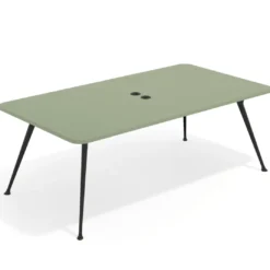 Mesa de reuniones Tekno gran formato, fondo 120, patas aluminio inyectado, estructura negra