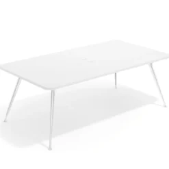 Mesa de reuniones Tekno gran formato, fondo 120, patas aluminio inyectado, estructura cromada