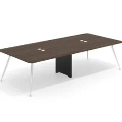 Mesa de reuniones Tekno gran formato, fondo 140, patas aluminio inyectado, estructura cromada