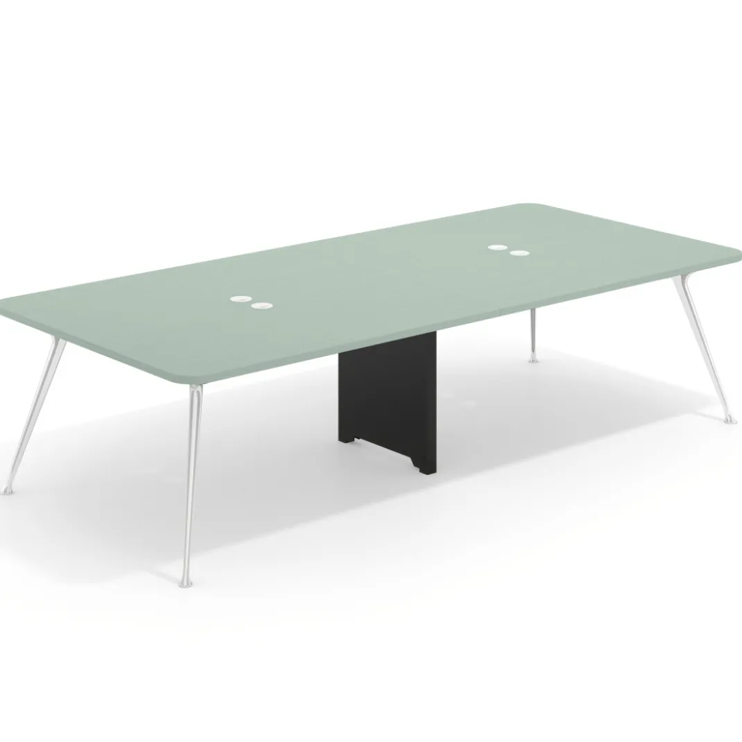 Mesa de reuniones Tekno gran formato, fondo 140, patas aluminio inyectado, estructura cromada