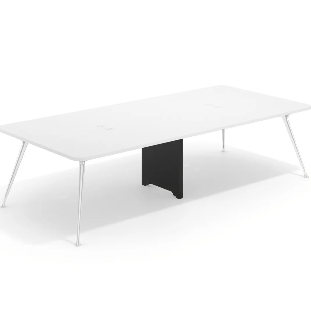 Mesa de reuniones Tekno gran formato, fondo 140, patas aluminio inyectado, estructura cromada