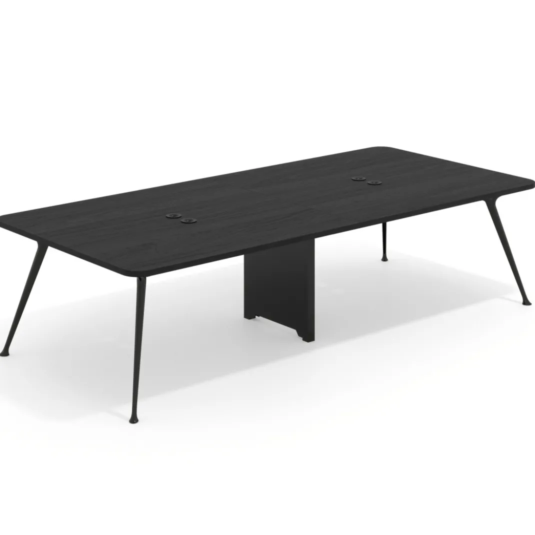 Mesa de reuniones Tekno gran formato, fondo 140, patas aluminio inyectado, estructura negra