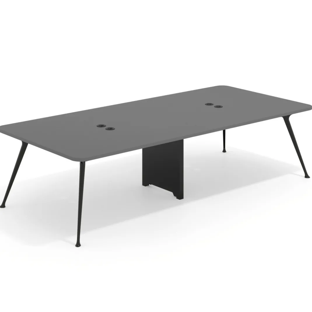 Mesa de reuniones Tekno gran formato, fondo 140, patas aluminio inyectado, estructura negra