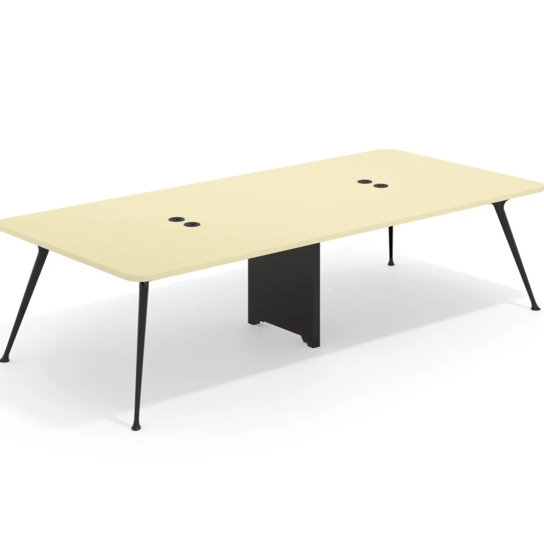 Mesa de reuniones Tekno gran formato, fondo 140, patas aluminio inyectado, estructura negra