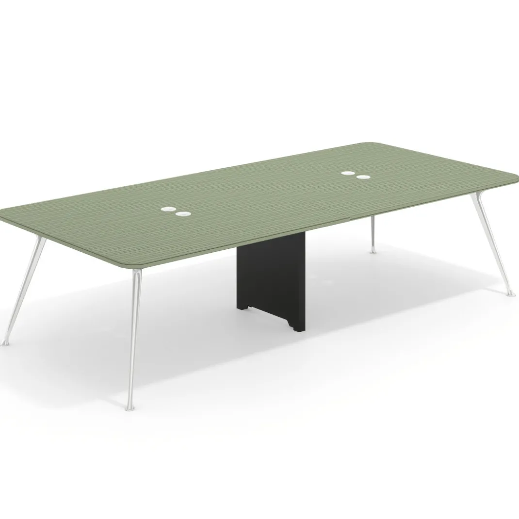 Mesa de reuniones Tekno gran formato, fondo 140, patas aluminio inyectado, estructura cromada