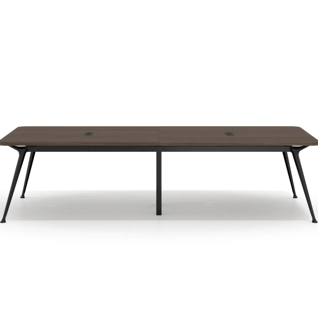 Mesa de reuniones Tekno gran formato, fondo 140, patas aluminio inyectado, estructura negra