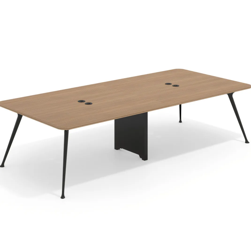 Mesa de reuniones Tekno gran formato, fondo 140, patas aluminio inyectado, estructura negra
