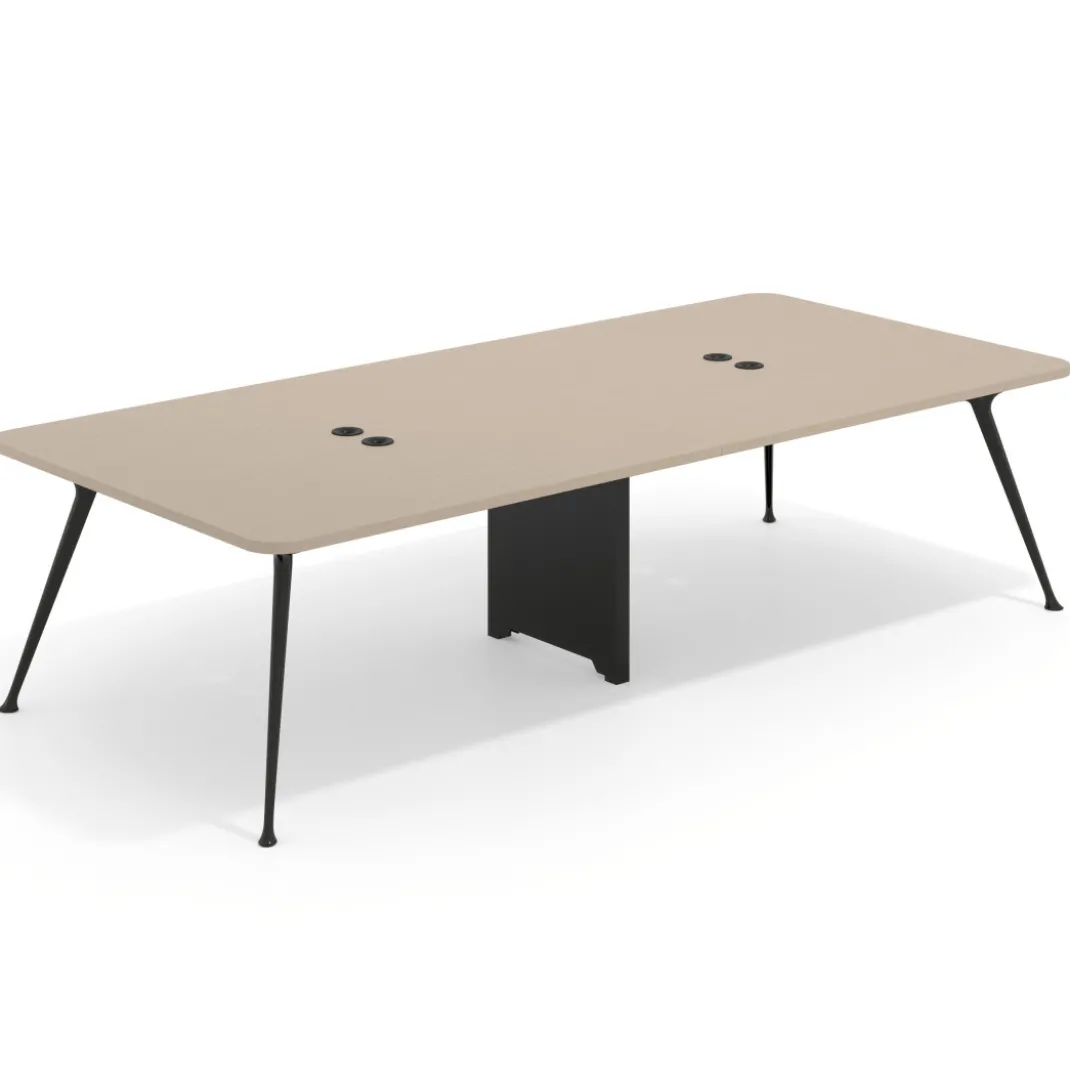 Mesa de reuniones Tekno gran formato, fondo 140, patas aluminio inyectado, estructura negra