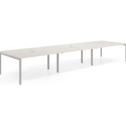 Mesa de reuniones triple Kube, encimera continua, fondo 142 cm, estructura aluminio