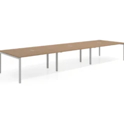 Mesa de reuniones triple Kube, encimera continua, fondo 142 cm, estructura aluminio