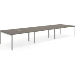 Mesa de reuniones triple Kube, encimera continua, fondo 142 cm, estructura aluminio