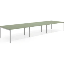 Mesa de reuniones triple Kube, encimera continua, fondo 142 cm, estructura aluminio
