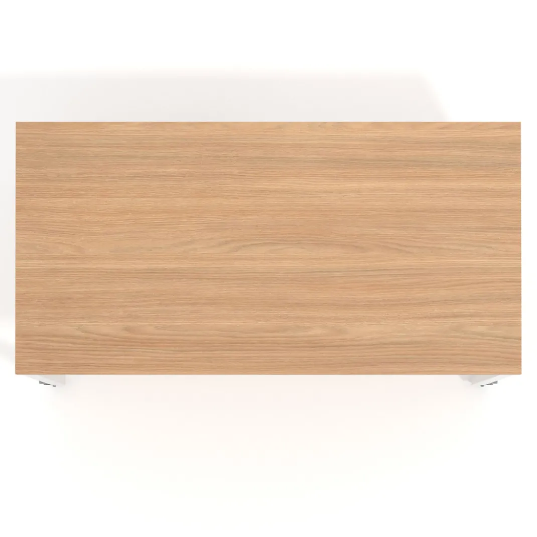 Mesa de trabajo expositor con ruedas Kube, con 2 niveles, estructura blanca