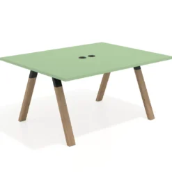 Mesa doble individual para coworking UvePro fondo 126 cm estructura negra con patas de madera
