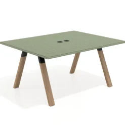 Mesa doble individual para coworking UvePro fondo 126 cm estructura negra con patas de madera