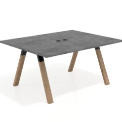 Mesa doble individual para coworking UvePro fondo 126 cm estructura negra con patas de madera