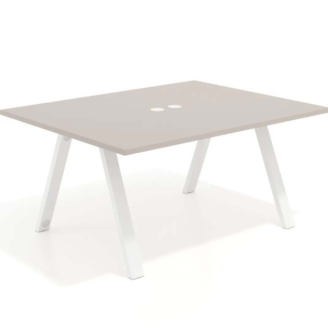Mesa doble individual para coworking UvePro fondo 126 cm estructura blanca