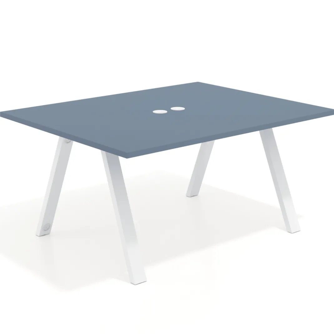 Mesa doble individual para coworking UvePro fondo 126 cm estructura blanca