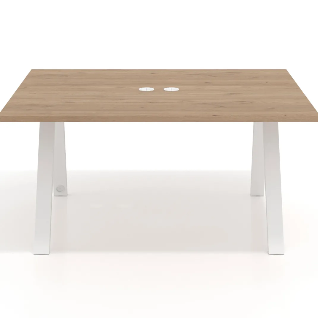 Mesa doble individual para coworking UvePro fondo 126 cm estructura blanca