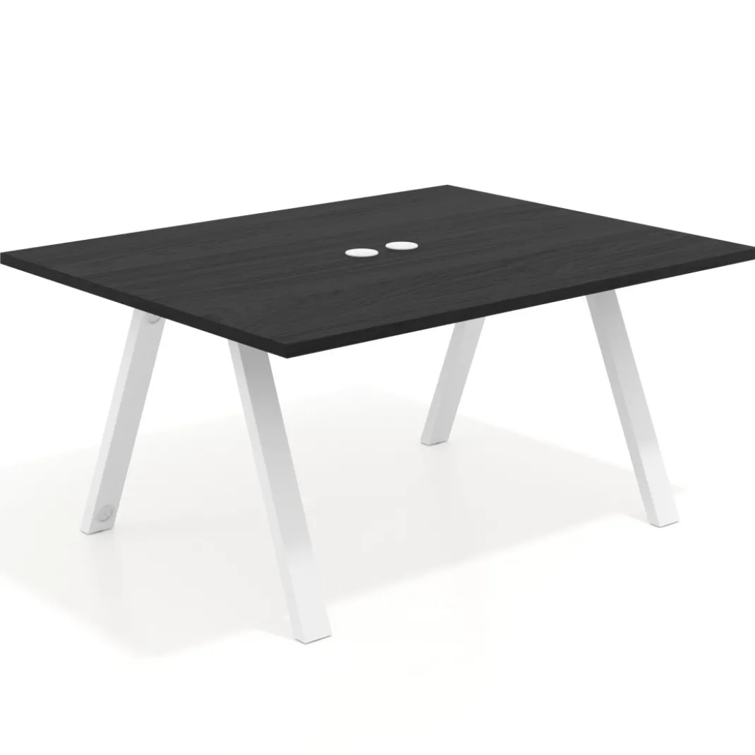 Mesa doble individual para coworking UvePro fondo 126 cm estructura blanca
