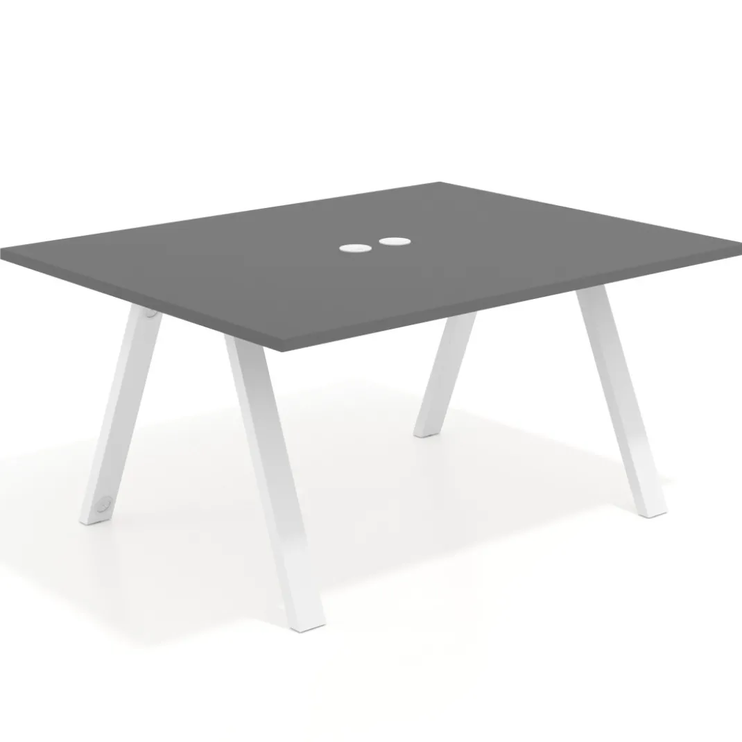 Mesa doble individual para coworking UvePro fondo 126 cm estructura blanca