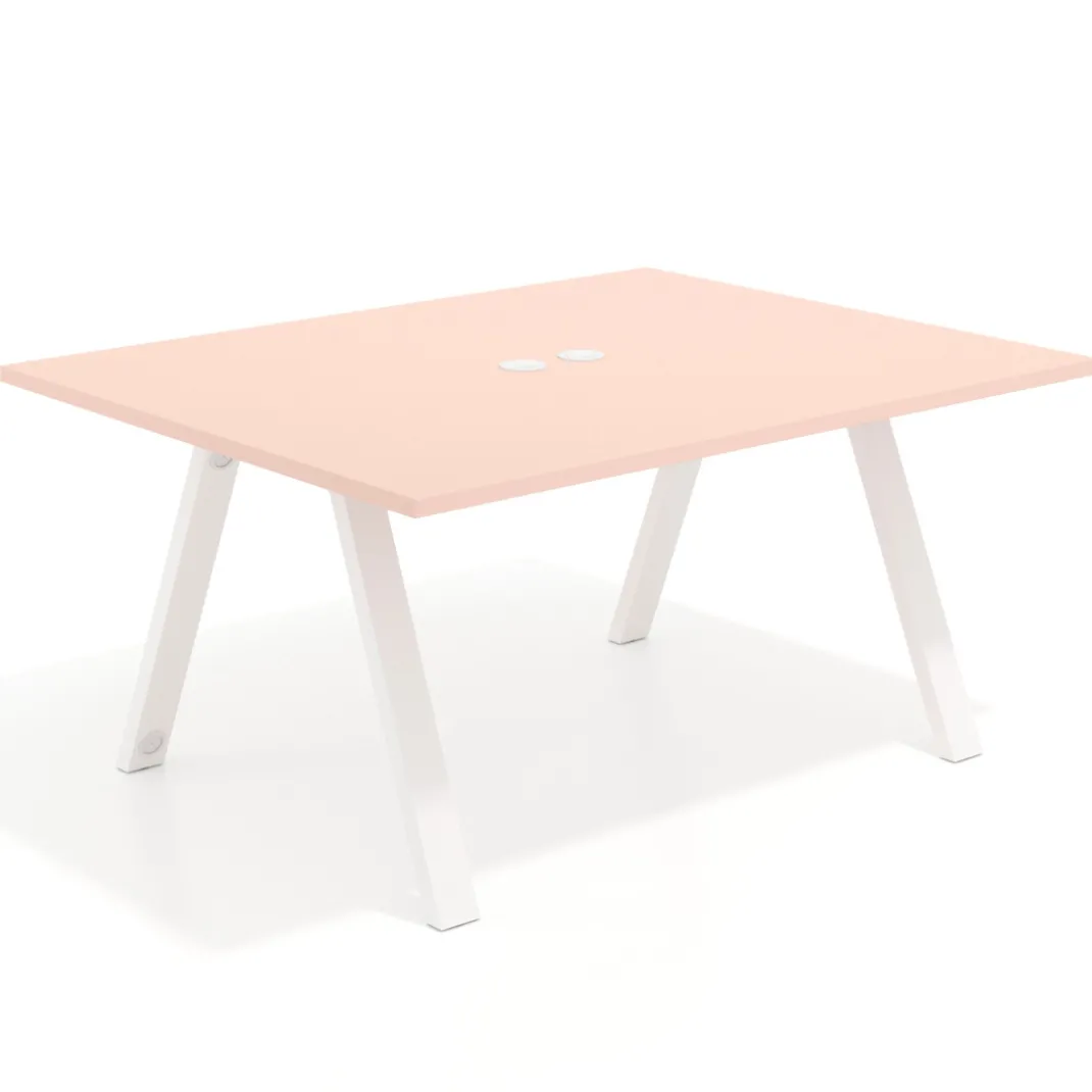 Mesa doble individual para coworking UvePro fondo 126 cm estructura blanca