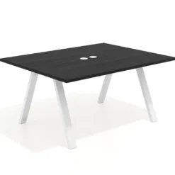 Mesa doble individual para coworking UvePro fondo 126 cm estructura blanca