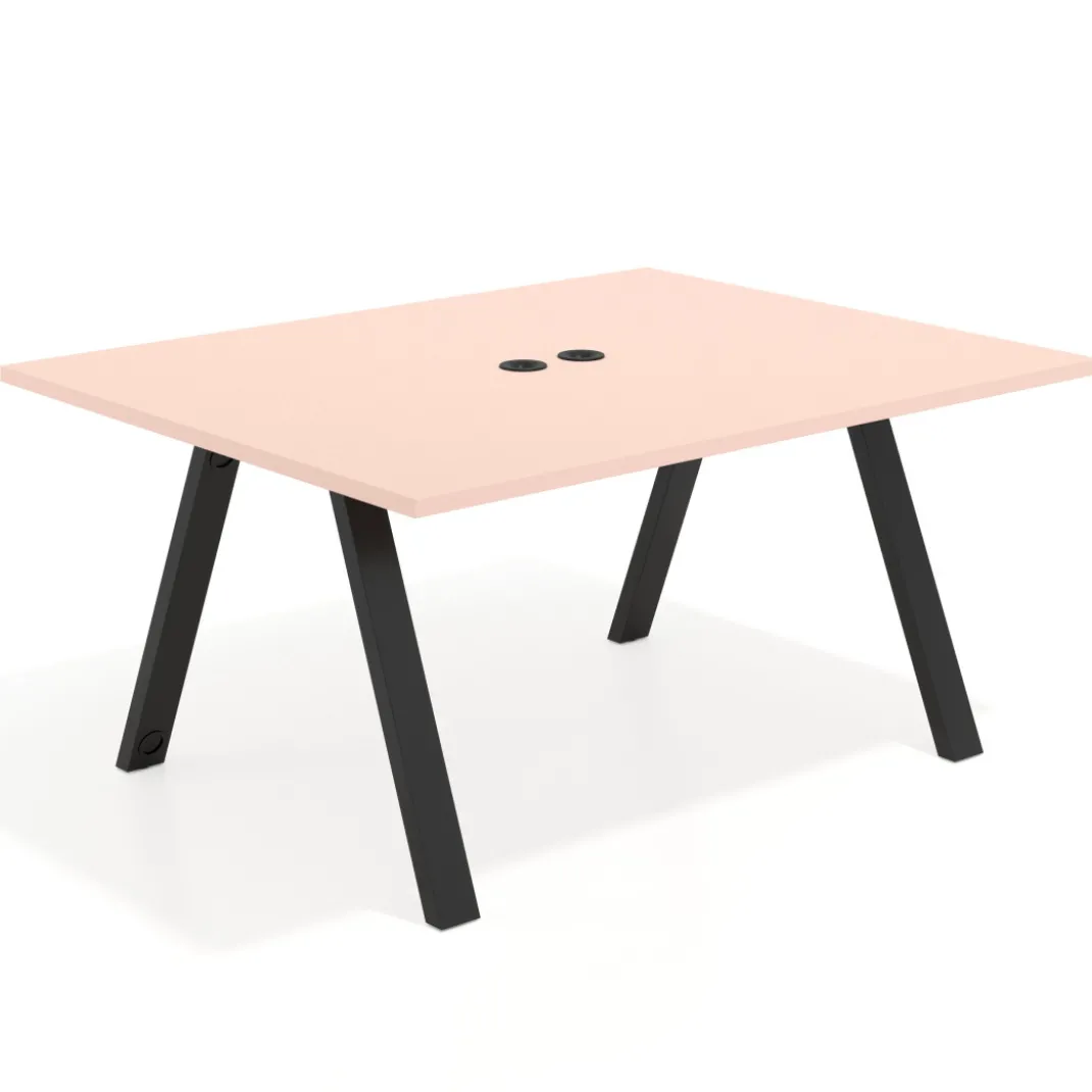 Mesa doble individual para coworking UvePro fondo 126 cm estructura negra