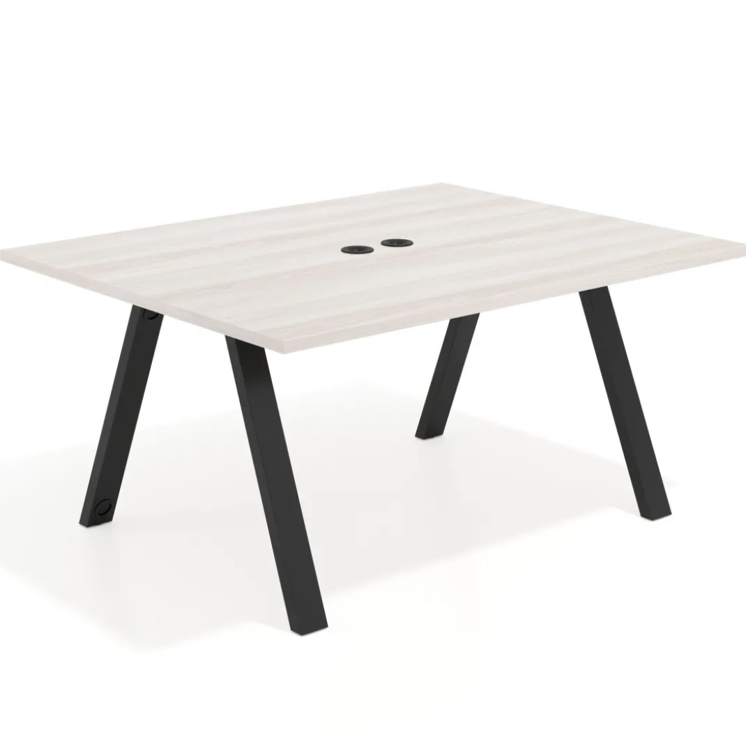 Mesa doble individual para coworking UvePro fondo 126 cm estructura negra