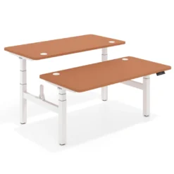 Mesa Multipuesto Elevable eléctrica Erghos Motion Pro estructura blanca 4 cantos curvos