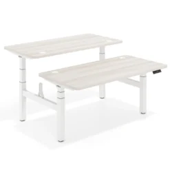 Mesa Multipuesto Elevable eléctrica Erghos Motion Pro estructura blanca 4 cantos curvos