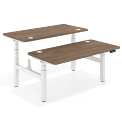 Mesa Multipuesto Elevable eléctrica Erghos Motion Pro estructura blanca 4 cantos curvos