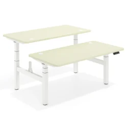 Mesa Multipuesto Elevable eléctrica Erghos Motion Pro estructura blanca 4 cantos curvos