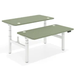 Mesa Multipuesto Elevable eléctrica Erghos Motion Pro estructura blanca 4 cantos curvos