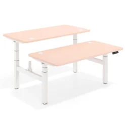 Mesa Multipuesto Elevable eléctrica Erghos Motion Pro estructura blanca 4 cantos curvos