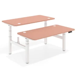Mesa Multipuesto Elevable eléctrica Erghos Motion Pro estructura blanca 4 cantos curvos