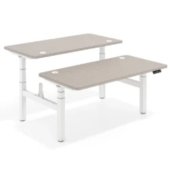 Mesa Multipuesto Elevable eléctrica Erghos Motion Pro estructura blanca 4 cantos curvos