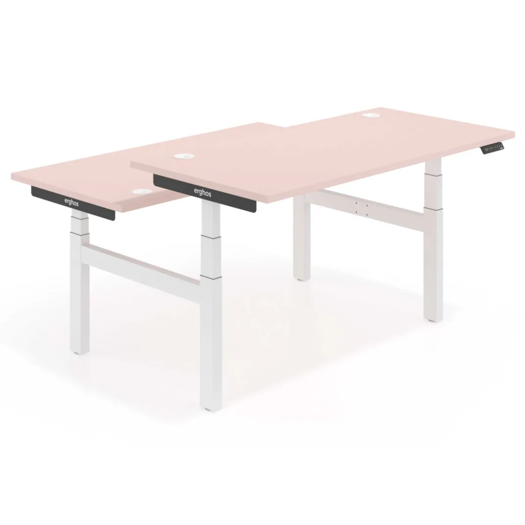 Mesa Multipuesto Elevable eléctrica Erghos Smart Pro estructura blanca canto recto