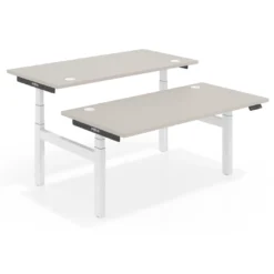 Mesa Multipuesto Elevable eléctrica Erghos Smart Pro estructura blanca canto recto