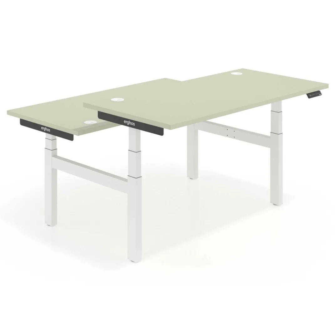 Mesa Multipuesto Elevable eléctrica Erghos Smart Pro estructura blanca canto recto