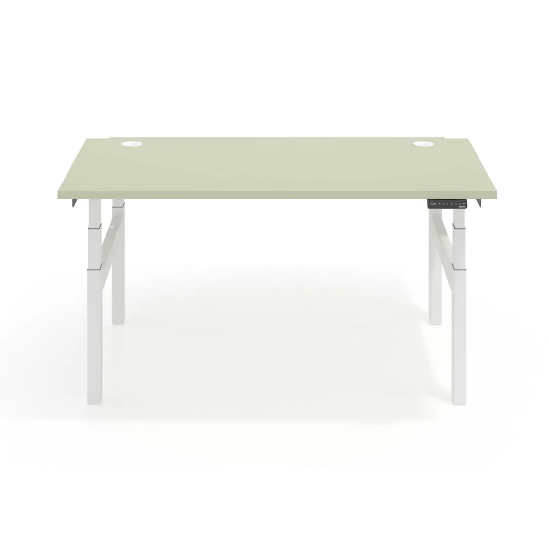 Mesa Multipuesto Elevable eléctrica Erghos Smart Pro estructura blanca canto recto