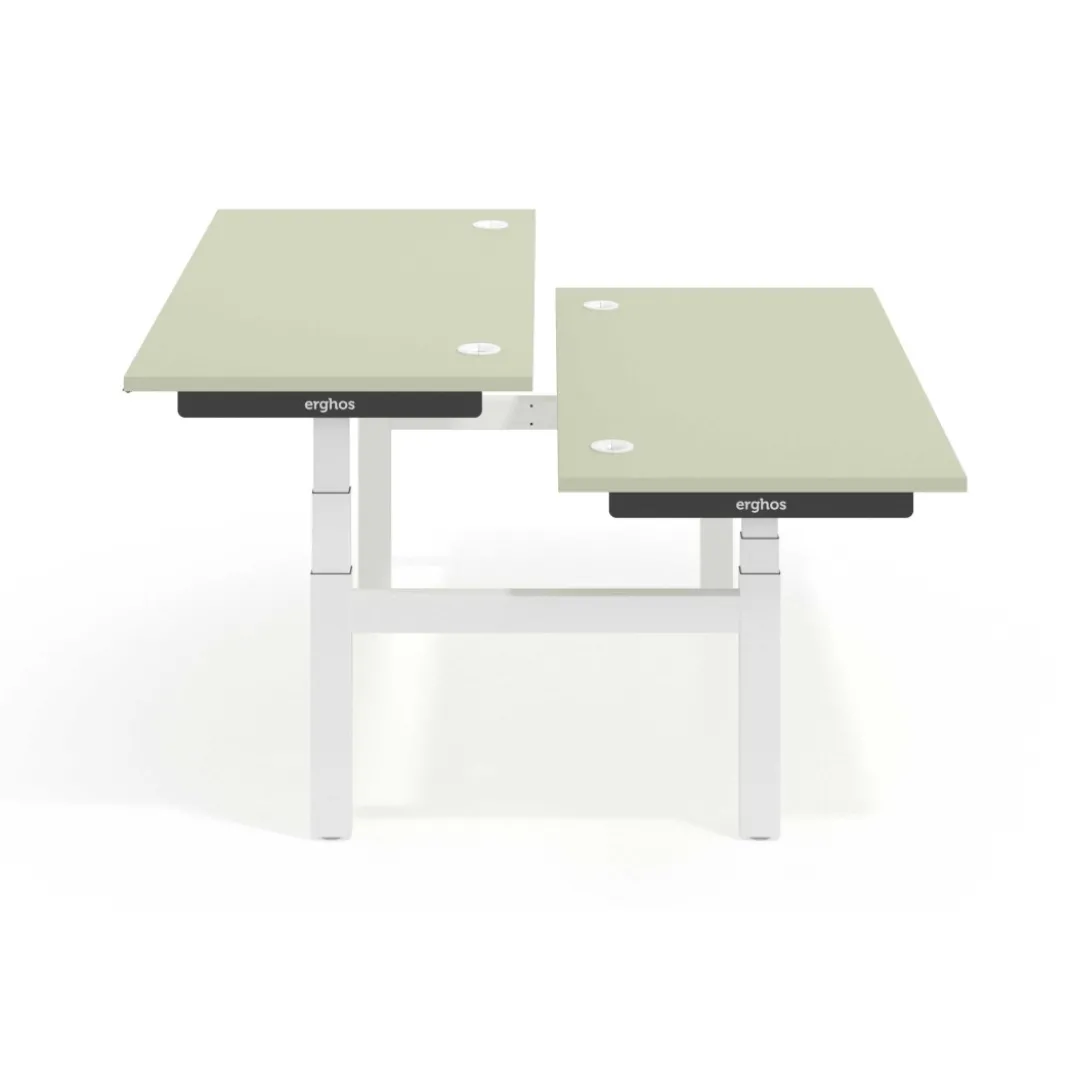 Mesa Multipuesto Elevable eléctrica Erghos Smart Pro estructura blanca canto recto
