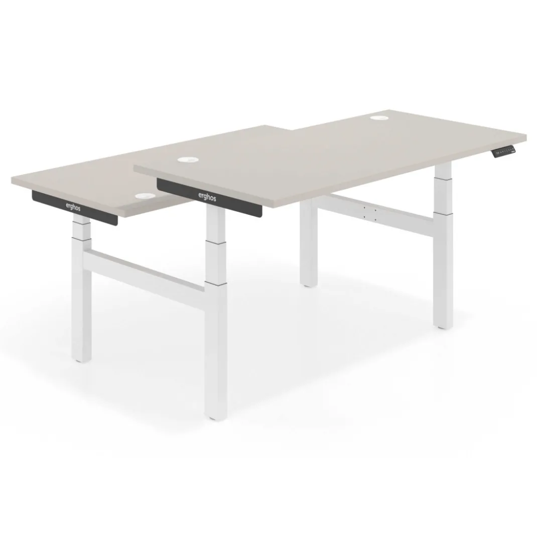 Mesa Multipuesto Elevable eléctrica Erghos Smart Pro estructura blanca canto recto